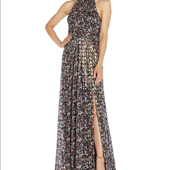 Adrianna Papell Women's Foiled Printed Chiffon Gown - Picture 4 of 10